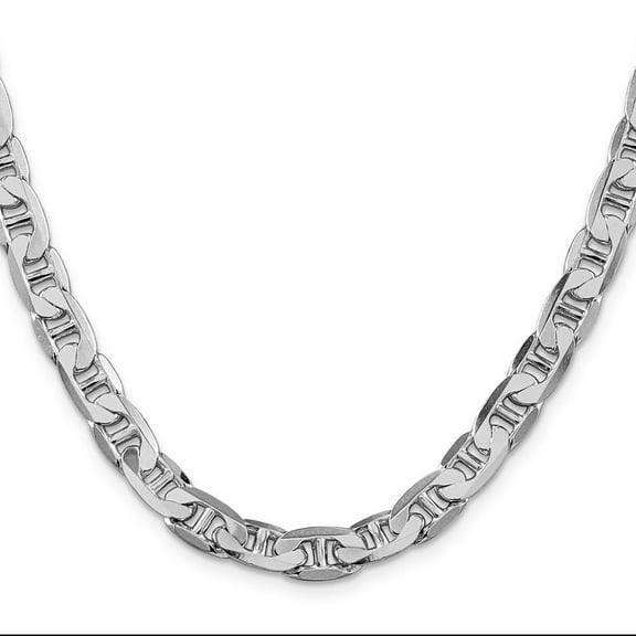 Diamond2Deal 925 Sterling Silver Rhodium-plated 7mm Flat Anchor Chain Necklace for Men 20"