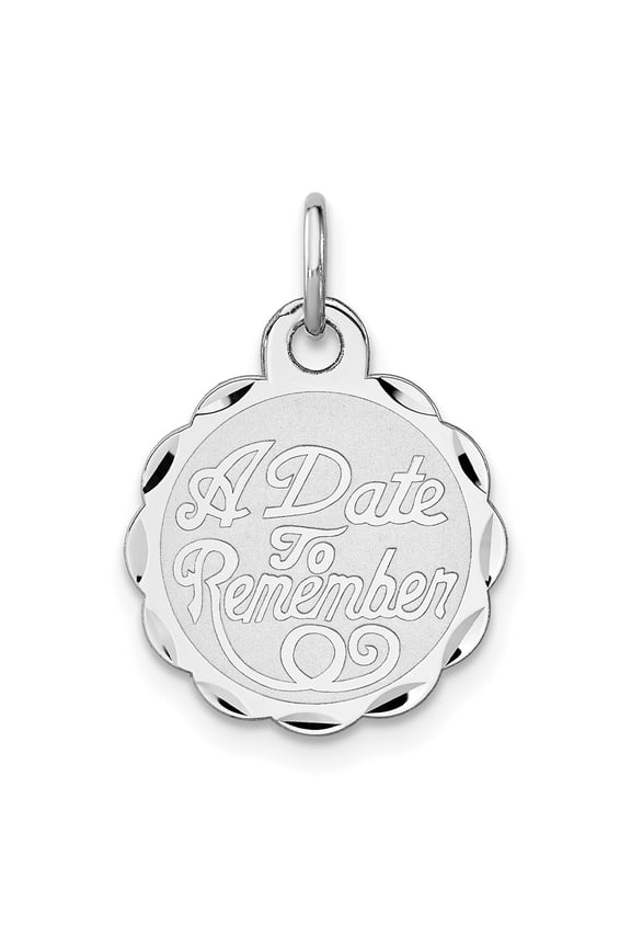 925 Sterling Silver Rhodium-plated A Date To Remember Disc Charm for Women (L-23 mm, W-16 mm)