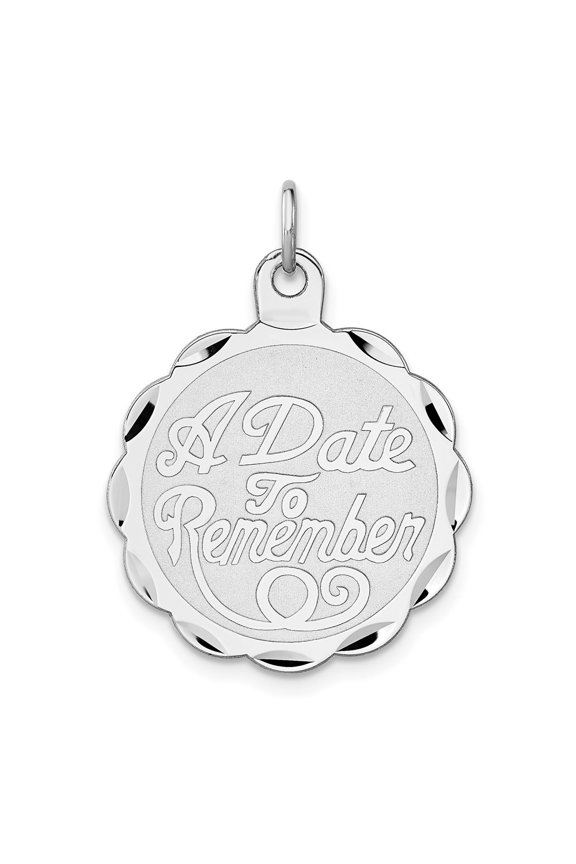925 Sterling Silver Rhodium-plated A Date To Remember Disc Charm for Women (L-30 mm, W-23 mm)