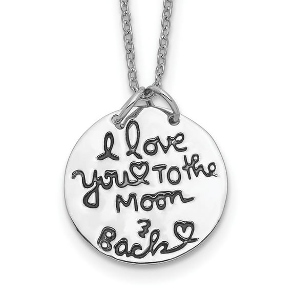 Diamond2Deal 925 Sterling Silver Rhodium-plated Antiqued MOON AND BACK Chain Necklace for Men 18"