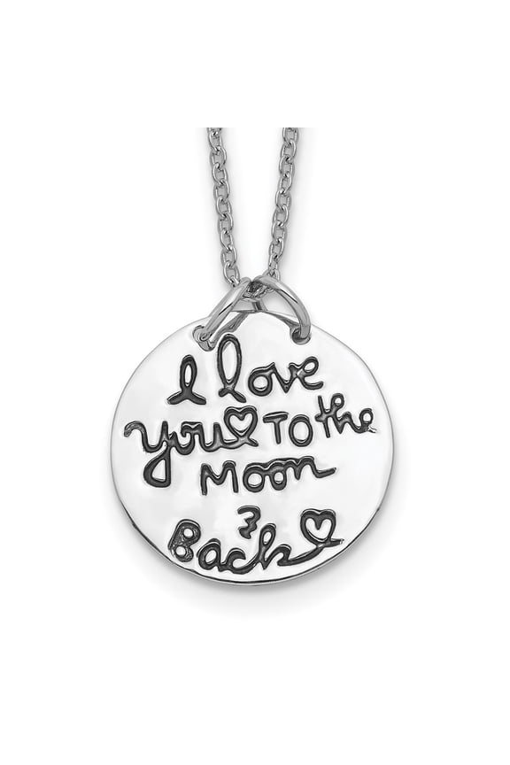 Diamond2Deal 925 Sterling Silver Rhodium-plated Antiqued MOON AND BACK Chain Necklace for Men 18"