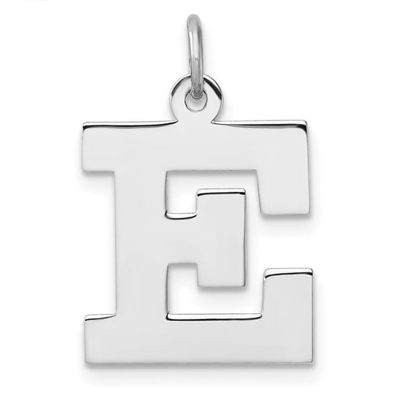Diamond2Deal 925 Sterling Silver Rhodium-plated Block Letter E Initial Charm for Women (L-23.59 mm, W-15.03 mm)