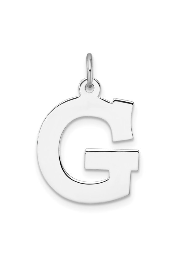 925 Sterling Silver Rhodium-plated Block Letter G Initial Charm for Women (L-24.29 mm, W-16.13 mm)