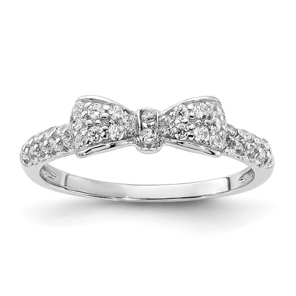 Diamond2Deal 925 Sterling Silver Rhodium-plated CZ Bow Ring for Women Size- 6
