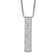 Diamond2Deal 925 Sterling Silver Rhodium-plated CZ Dangle Bar Necklace for Women 18"