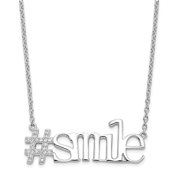 Diamond2Deal 925 Sterling Silver Rhodium-plated CZ Hashtag Smile Necklace for Women 18"