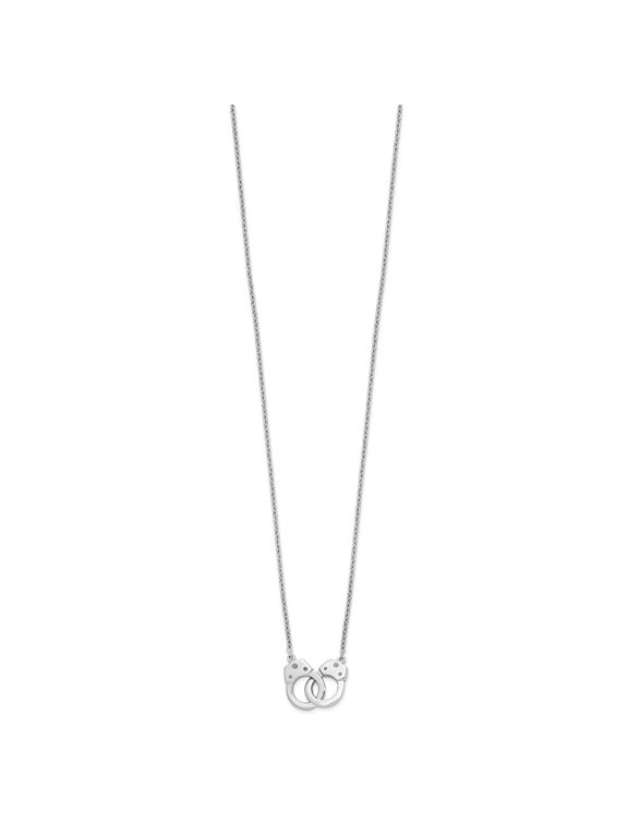 925 Sterling Silver Rhodium-plated Handcuff Necklace for Women 18"
