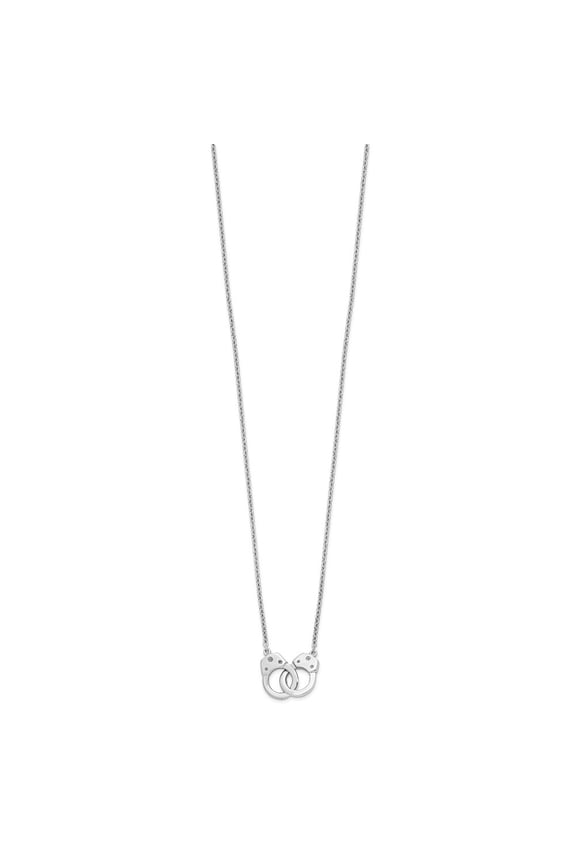 925 Sterling Silver Rhodium-plated Handcuff Necklace for Women 18"