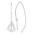 thumbnail image 1 of Diamond2Deal 925 Sterling Silver Rhodium-plated Heart Threader Earrings for Women (L- 2.09 inch, W- 0.6 inch), 1 of 6