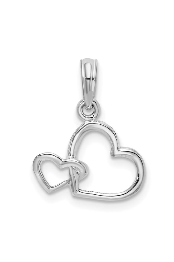 925 Sterling Silver Rhodium plated Intertwined Double Hearts Pendant for Women