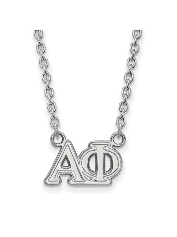 925 Sterling Silver Rhodium-plated Alpha Phi Sorority Greek Letters Medium Pendant Necklace for Women 18"