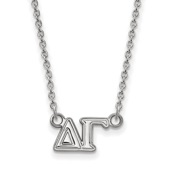 Diamond2Deal 925 Sterling Silver Rhodium-plated Delta Gamma Sorority Greek Letters Medium Pendant Necklace for Women 18"