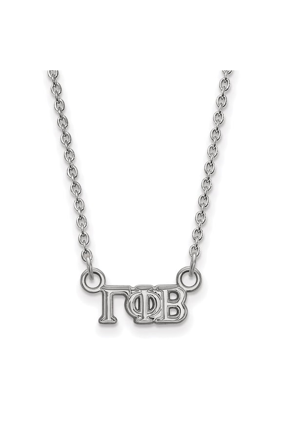 925 Sterling Silver Rhodium-plated LogoArt Gamma Phi Beta Sorority Greek Letters Extra Small Pendant Necklace for Women 18"