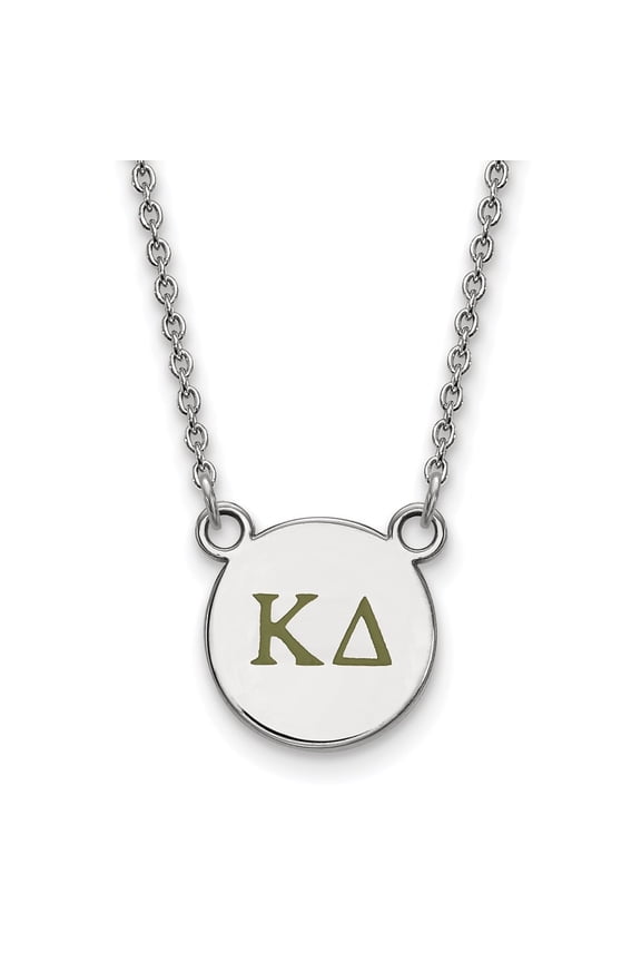 925 Sterling Silver Rhodium-plated Kappa Delta Sorority Greek Letters Small Color Enamel Pendant Necklace for Women 18"