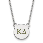 Diamond2Deal 925 Sterling Silver Rhodium-plated Kappa Delta Sorority Greek Letters Small Color Enamel Pendant Necklace for Women 18"