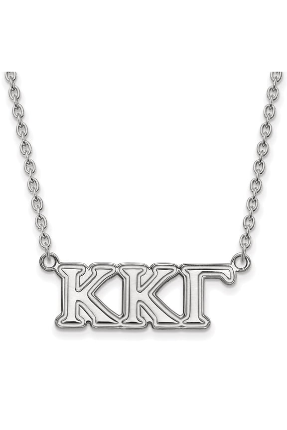 925 Sterling Silver Rhodium-plated Kappa Kappa Gamma Sorority Greek Letters Medium Pendant Necklace for Women 18"