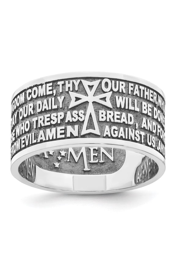 Diamond2Deal 925 Sterling Silver Rhodium-plated Lord's Prayer Ring for Women Size 6