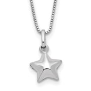Diamond2Deal 925 Sterling Silver Rhodium-plated Polished 3-D Puffed Star Necklace for Women 14"