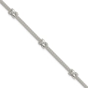 Diamond2Deal 925 Sterling Silver Rhodium-plated Polished CZ Xs with 1" ext. Bracelet for Women 7.25"
