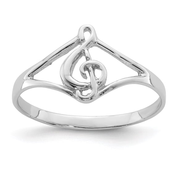 Diamond2Deal 925 Sterling Silver Rhodium-plated Polished Music Note Ring for Women Size 7