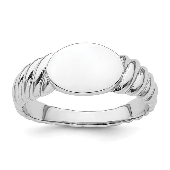 Diamond2Deal 925 Sterling Silver Rhodium-plated Polished Twist Signet Ring for Women Size 6