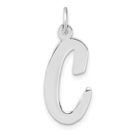 Diamond2Deal 925 Sterling Silver Rhodium-plated Script Letter C Initial Charm for Women (L-26.5 mm, W-11.41 mm)