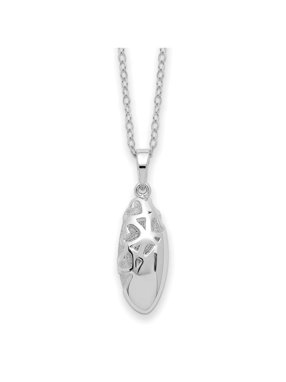 925 Sterling Silver Rhodium-plated Scrolled Hearts Ash Holder Necklace for Women 18"