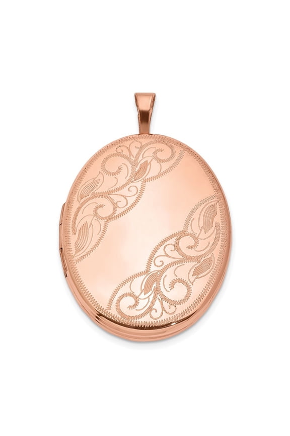 925 Sterling Silver Rose Gold-Plated 26mm Swirled Oval Locket Pendant for Women