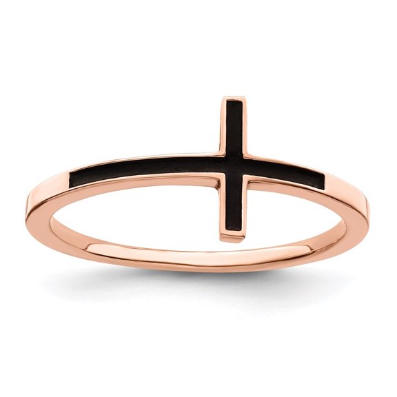 Diamond2Deal 925 Sterling Silver Rose Gold Plated Antiqued Sideways Cross Ring Size 7 for Women