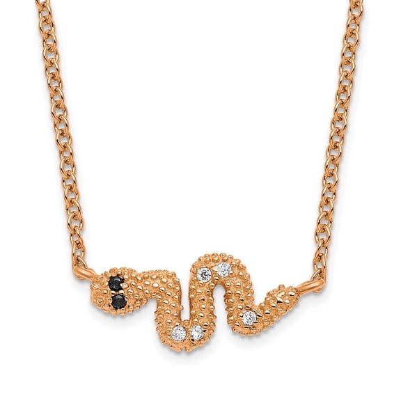 Diamond2Deal 925 Sterling Silver Rose Gold-plated 16+2in w/ext. CZ Snake Necklace for Women 18"