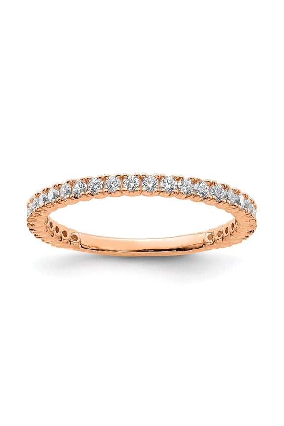 925 Sterling Silver Rose-tone Flash Rose Gold-plated 28 Stone Cubic Zirconia Band for Women Size- 7