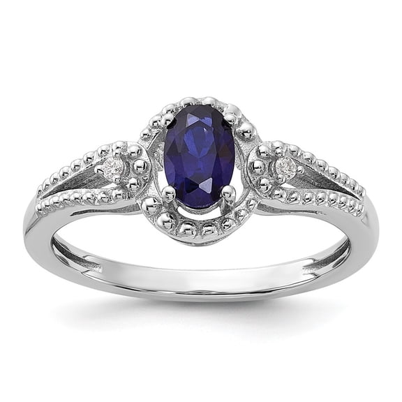 Diamond2Deal 925 Sterling Silver Sapphire and Diamond Engagement Ring Size- 7 for Women