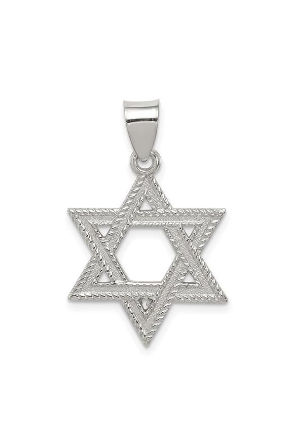 925 Sterling Silver Satin Star of David Charm Pendant for Women