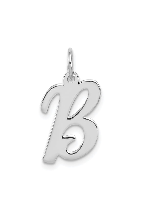 925 Sterling Silver Script Letter B Initial Charm Pendant for Women