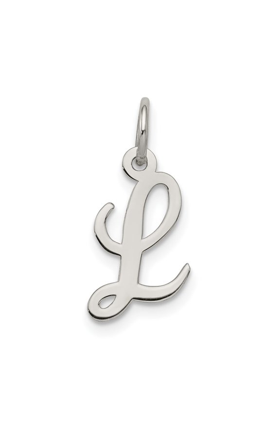 925 Sterling Silver Script Letter L Initial Charm Pendant for Women (L- 0.63 in)