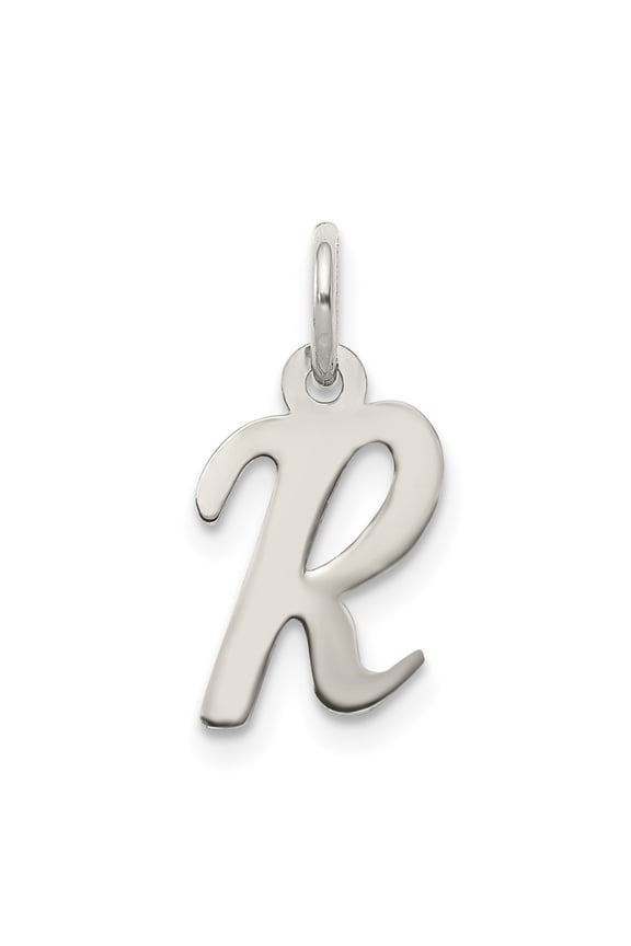 925 Sterling Silver Script Letter R Initial Charm Pendant for Women (L- 0.63 in)