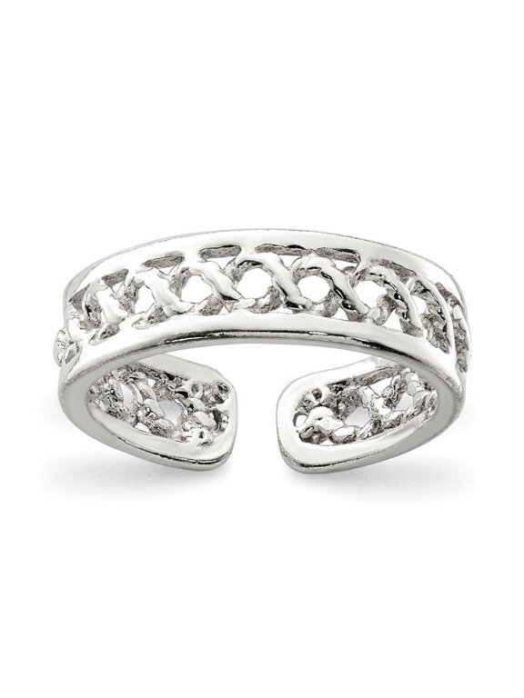 925 Sterling Silver Solid Adjustable Toe Ring for Women