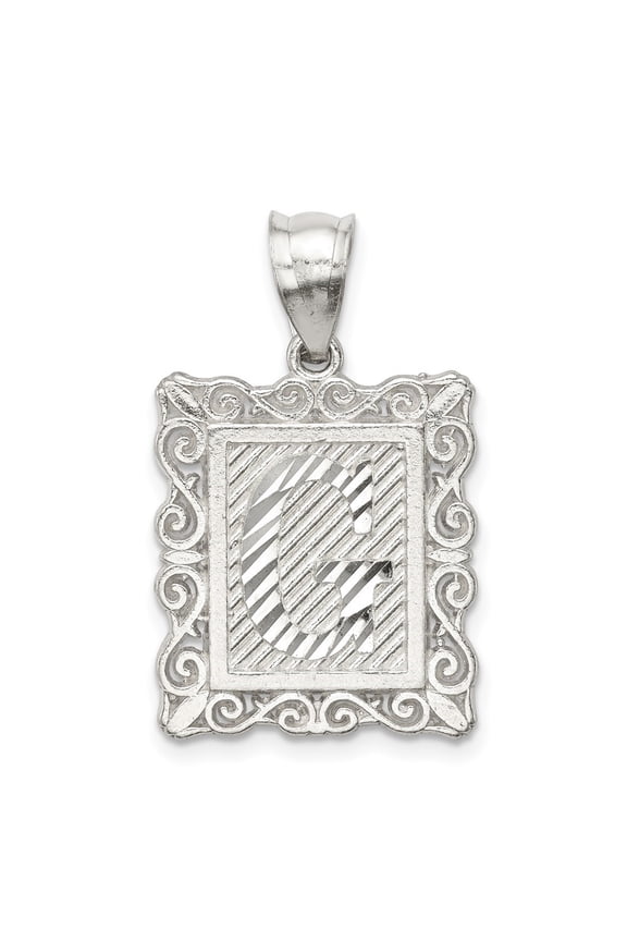 925 Sterling Silver Square Letter G Initial Pendant for Women (L- 1.19 in, W-0.71 in)