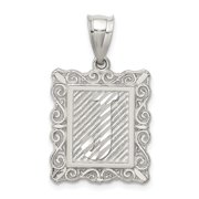 Diamond2Deal 925 Sterling Silver Square Letter J Initial Pendant for Women L- 1.19 in, W-0.71 in