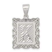 Diamond2Deal 925 Sterling Silver Square Letter K Initial Pendant for Women L- 1.19 in, W-0.71 in