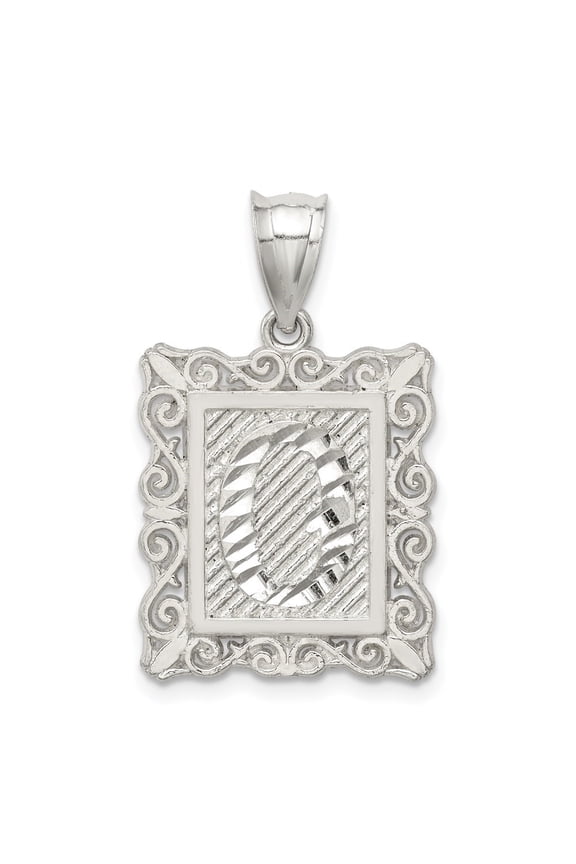 925 Sterling Silver Square Letter O Initial Pendant for Women (L- 1.19 in, W-0.71 in)
