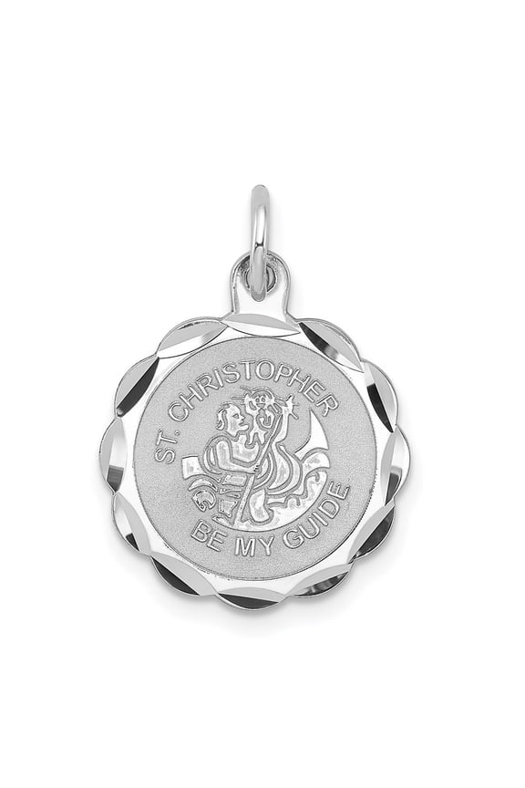 925 Sterling Silver St. Christopher Medal Charm Pendant for Women (L- 0.87 in, W-1.03 in)