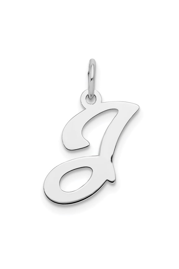 925 Sterling Silver Stamped Letter J Initial Charm Pendant for Women (L- 0.79 in)