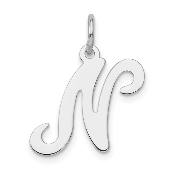Diamond2Deal 925 Sterling Silver Stamped Letter N Initial Charm Pendant for Women (L- 0.79 in)