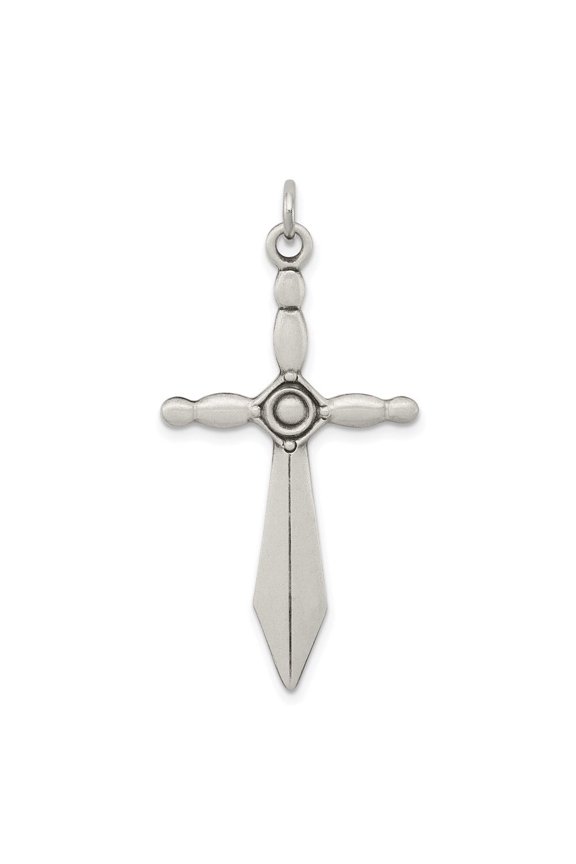 Diamond2Deal 925 Sterling Silver Sword Cross Pendant for Women (L- 1.5 Inch, W- 0.83 Inch)
