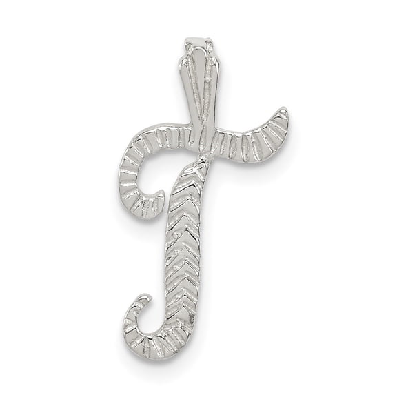 Diamond2Deal 925 Sterling Silver & Textured Letter T Initial Chain Slide Pendant for Women