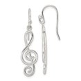 thumbnail image 1 of Diamond2Deal 925 Sterling Silver Treble Clef Dangle Shepherd Hook Earrings for Women (L- 1.51 inch, W- 0.37 inch), 1 of 7