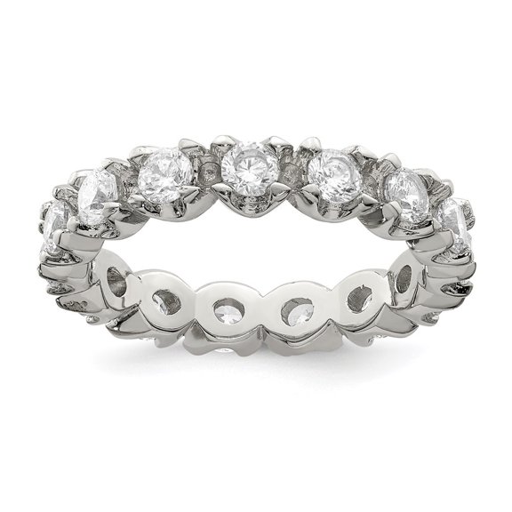 Diamond2Deal 925 Sterling Silver White Cubic Zirconia Eternity Wedding Band Ring Size 6 for Women