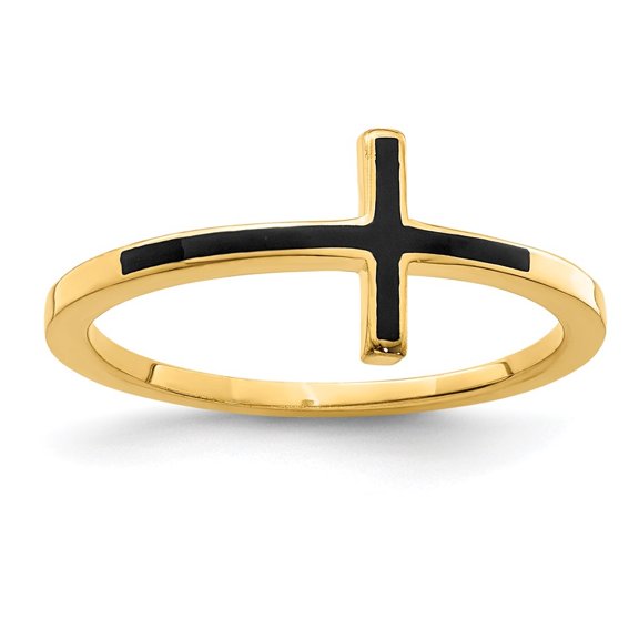 Diamond2Deal 925 Sterling Silver Yellow Gold-plated Antiqued Sideways Cross Ring for Women Size- 8