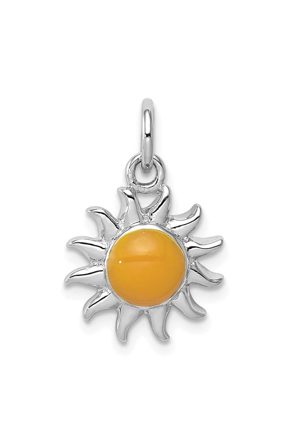 925 Sterling Silver Yellow Sun Charm Pendant for Women (L- 0.79 in, W-0.56 in)